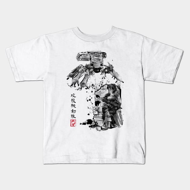 Major vs Tank sumi-e Kids T-Shirt by DrMonekers